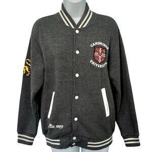 Cambridge University Gray White Trim Lion Letterman Bomber Sweatshirt sz XS